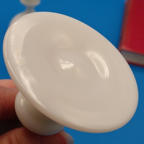 Pair PORTIEUX VALLERYSTHAL white opaline Wine Glasses - Picture 5 of 8